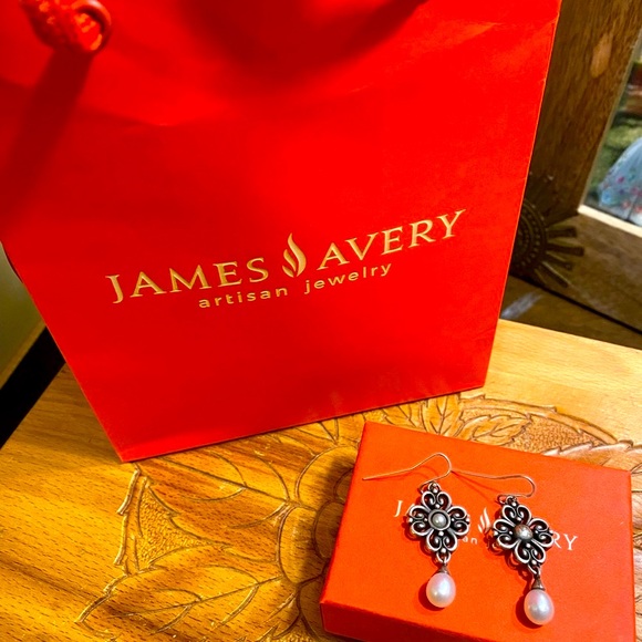 James Avery Sterling Earrings with Pearl Drops. Retired. - Picture 1 of 1